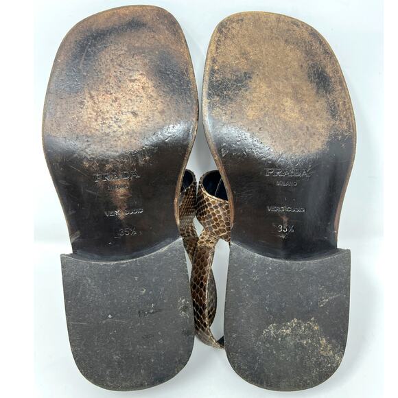 Prada Vintage Brown Snakeskin Sandals – Size 35.5 - Picture 8 of 9